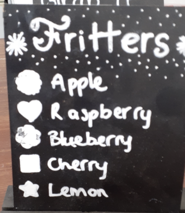 DAYLIN CAFE apple fritters type of fritters sign