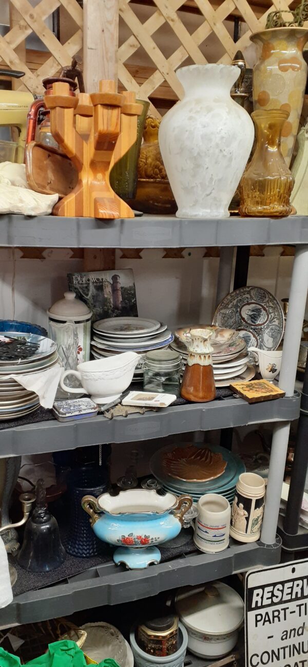 antique booth plates and vases