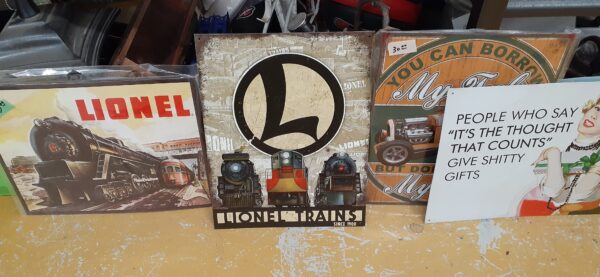 antique booth signs for trains cars