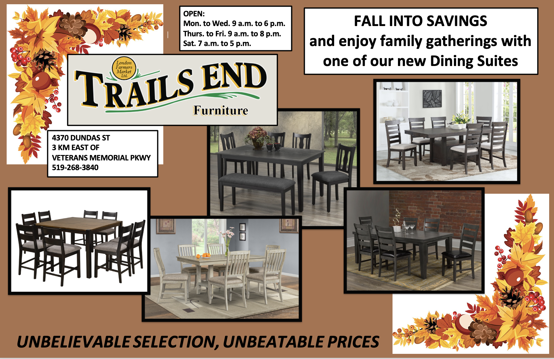 fall into savings dining tables