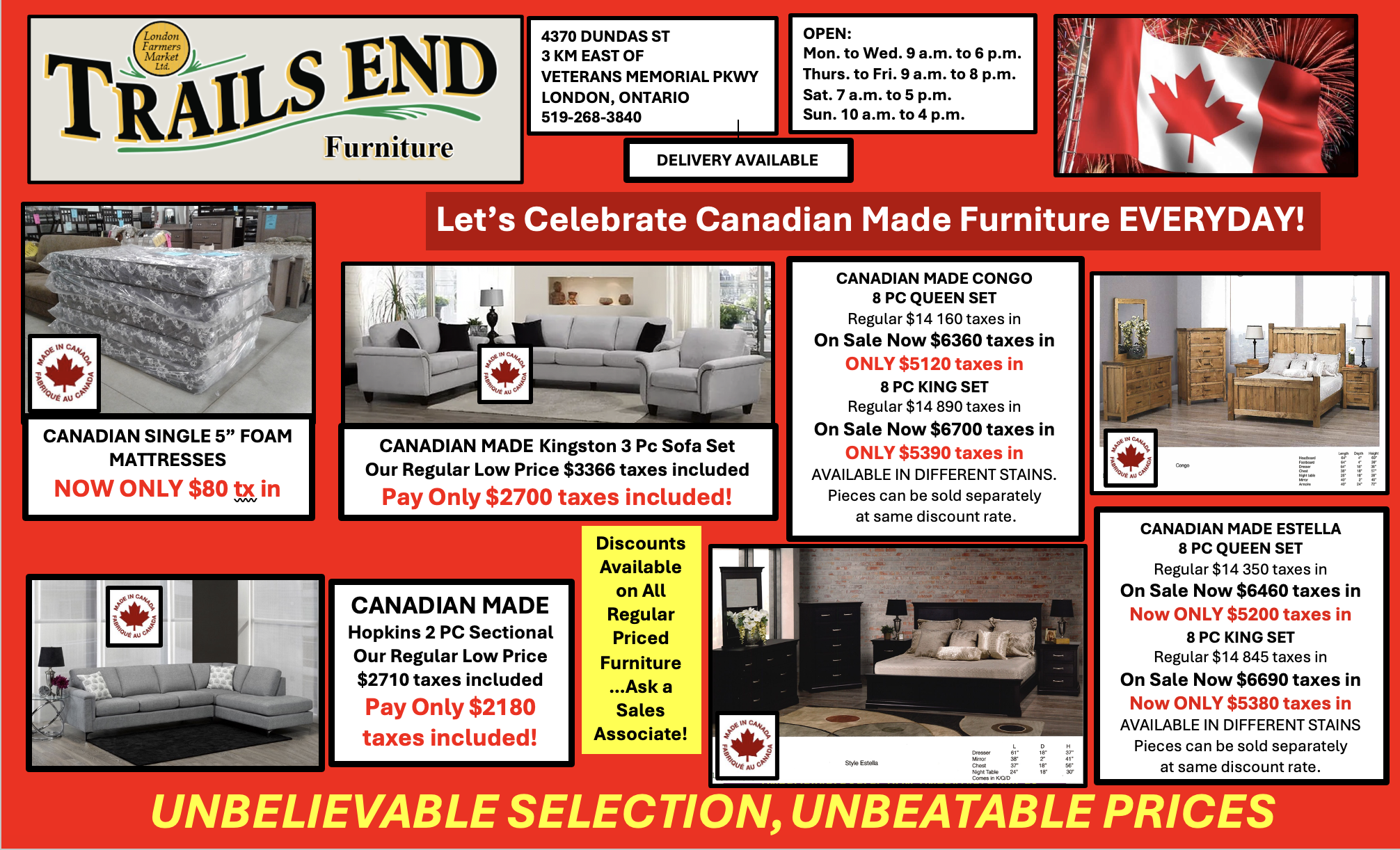 CANADA SALE CONTINUES TO JULY 13