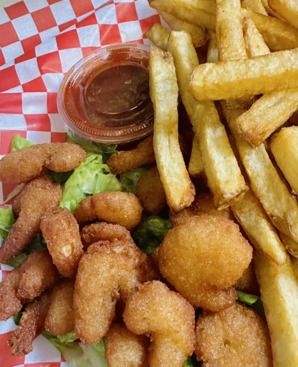 craklins popcorn shrimp and fries